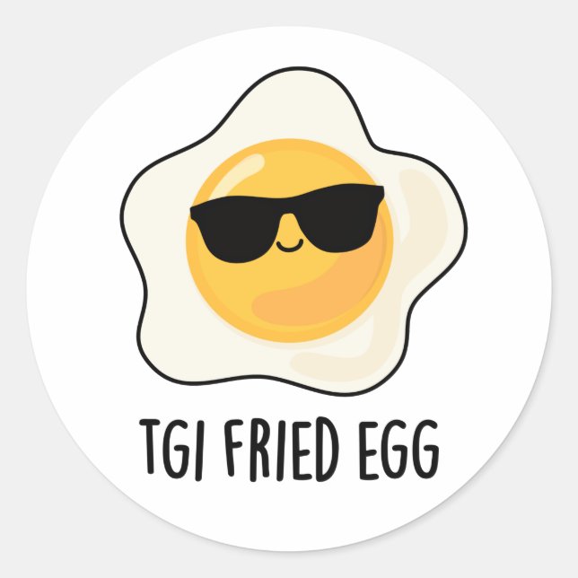 TGI Fried Egg Funny Food Puff Runder Aufkleber (Vorderseite)