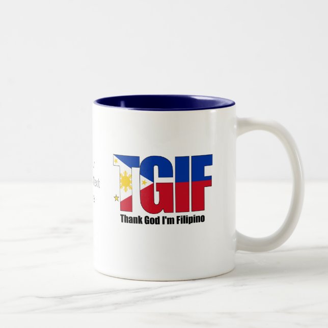 TGIF Filipino mit philippinischer Flagge Zweifarbige Tasse (Rechts)