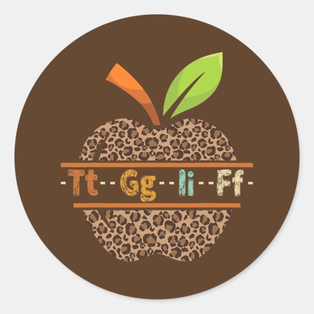 TGIF Leopard Apple School Teache  Runder Aufkleber (Vorderseite)