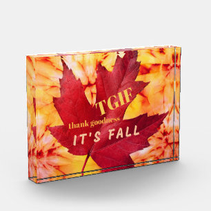 TGIF Zitat Gott sei Dank Herbst Herbst-Blätter Fotoblock