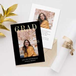 Th Grad Graduation Photo Foil Black Announcement Folieneinladung