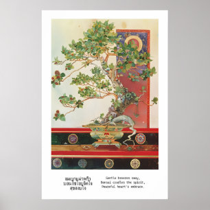 Thai-Bonsai-Baum-Kunstprint Traditionelle Kalligra Poster