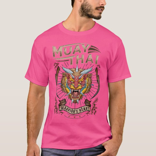 Thai Boxing Warrior's Heart Muay Thai und Lion Dem T-Shirt (Vorderseite)