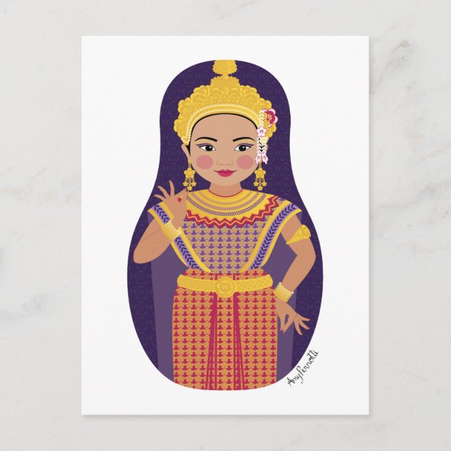 Thai Dancer Matryoshka Postcard Postkarte (Vorderseite)