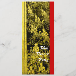 Thai Dinner Themenparty Einladung Gold
