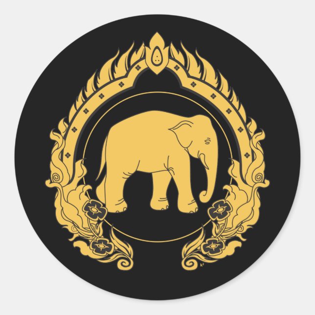 Thai Elephant Runder Aufkleber (Vorderseite)