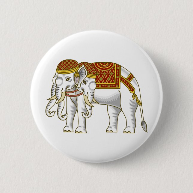 Thai Erawan White Elephant Button (Vorderseite)