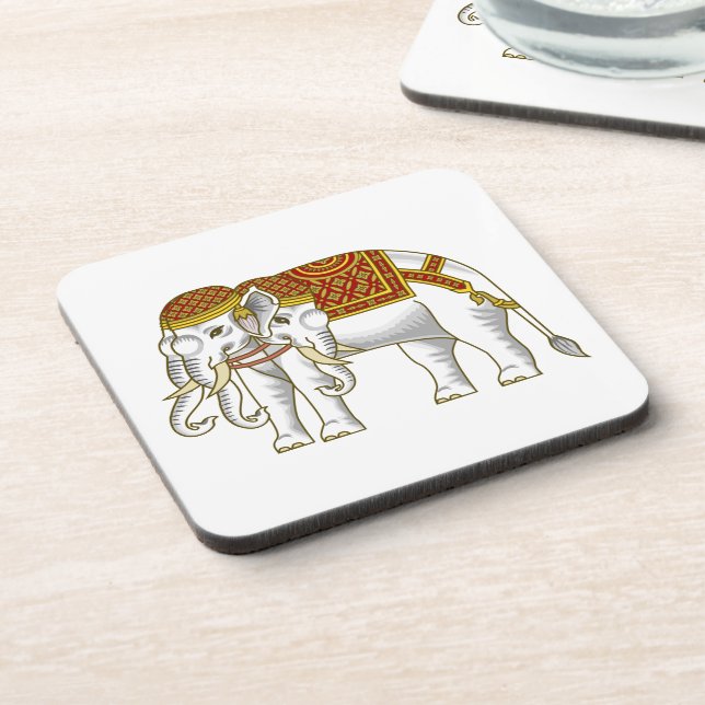 Thai Erawan White Elephant Getränkeuntersetzer (Linke Seite)