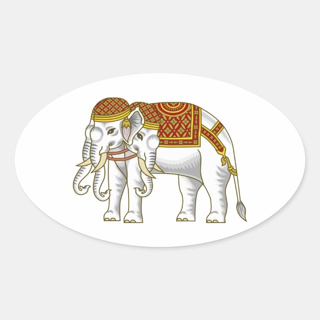 Thai Erawan White Elephant Ovaler Aufkleber (Vorderseite)