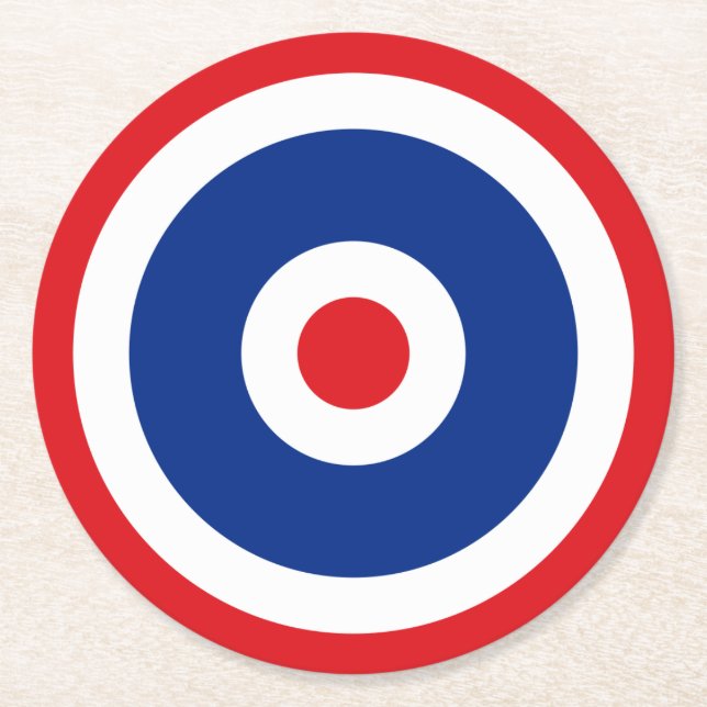 Thai Flag Roundel Target Runder Pappuntersetzer (Vorderseite)