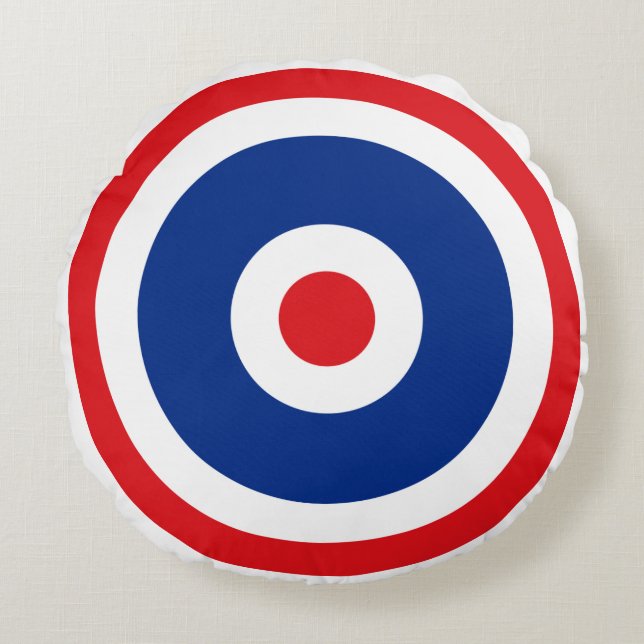 Thai Flag Roundel Target Rundes Kissen (Vorderseite)