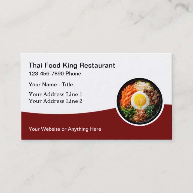 Thai Food Restaurant Cuisine asiatique Carte de vi (Devant)