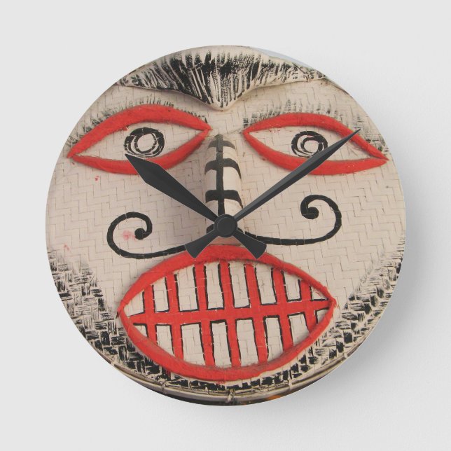 Thai Ghost Face, Phi Ta Khon Mask Festival, Loei Runde Wanduhr (Vorderseite)