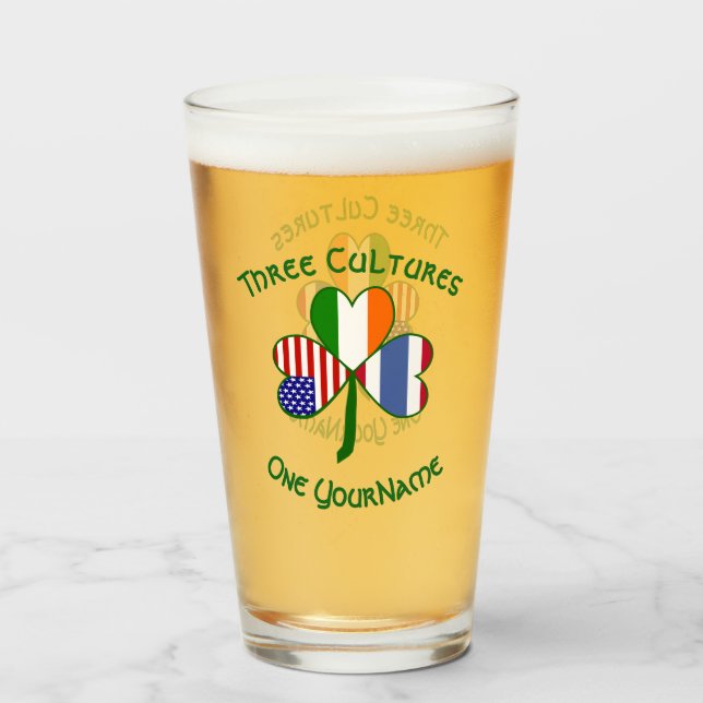 Thai Irish American Flags Kleeblatt Personalisiert Glas (Vorne (Gefüllt))