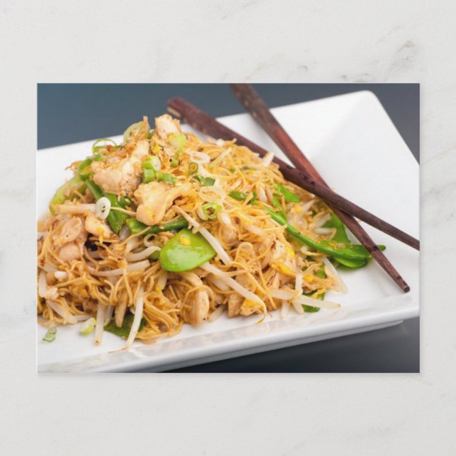 Thai Lo Mein Noodle Stir Fry Postkarte (Vorderseite)