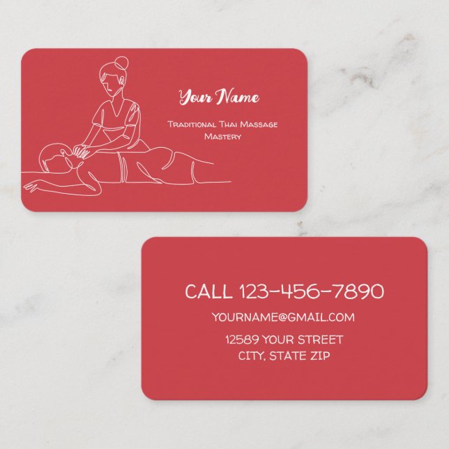 Thai Massage Mobile Wellness-Center Business Card Visitenkarte (Vorne/Hinten)