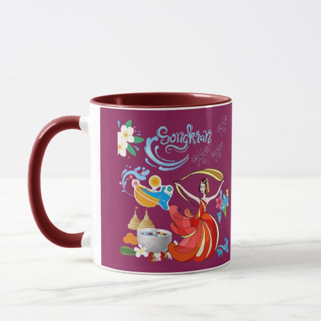 Thai Neujahrsstrahlen Magenta Tasse (Links)