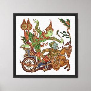 Thai Ramakien Traditionelle Kunst - Antikes Wandbi Leinwanddruck
