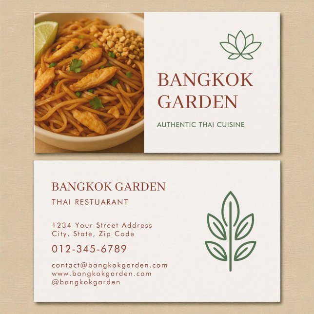 Thai Restaurant Catering Service Photo Visitenkarte (Von Creator hochgeladen)