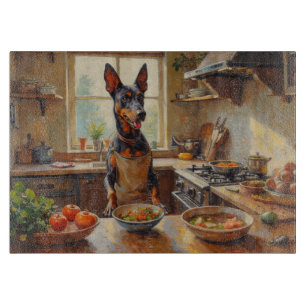 Thai Ridgeback beim Kochen in der Küche Schneidebrett