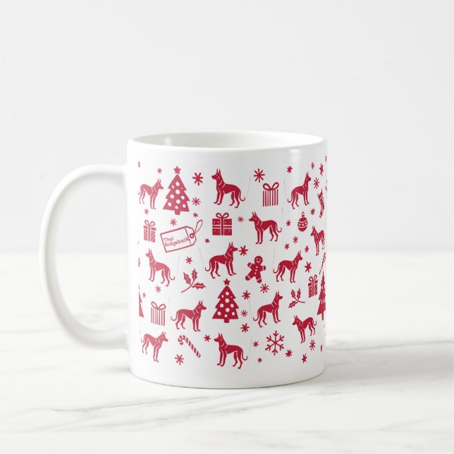 Thai Ridgeback Weihnachtsdesign Kaffeetasse (Links)