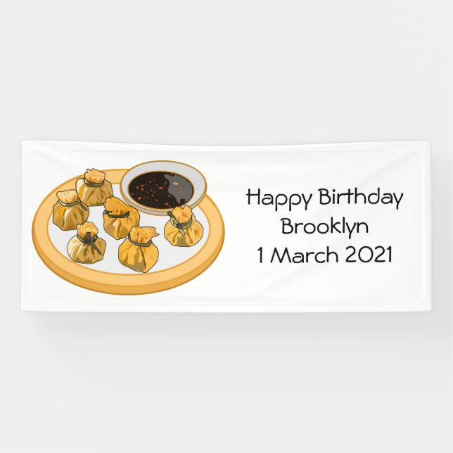 Thai Shrimp Cartoon Illustration Banner (Horizontal)