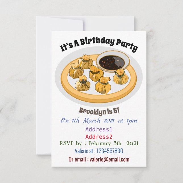 Thai Shrimp Cartoon Illustration Einladung (Vorderseite)