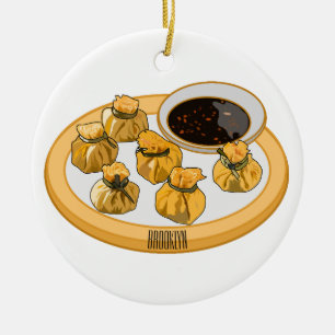 Thai Shrimp Cartoon Illustration Keramik Ornament