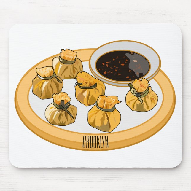 Thai Shrimp Cartoon Illustration Mousepad (Vorne)