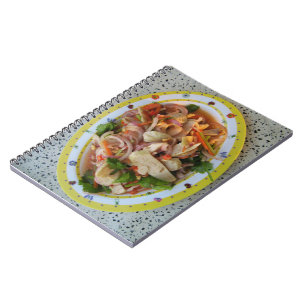 Thai Spicy Wurst Salat ... Asian Street Food Notizblock