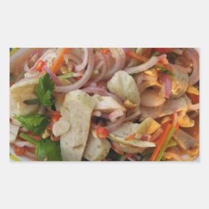 Thai Spicy Wurst Salat ... Asian Street Food Rechteckiger Aufkleber