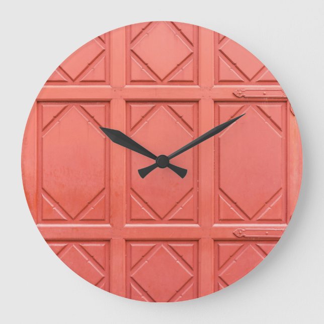 Thai Temple Gate: Traditionelle Blumenmuster Große Wanduhr (Vorderseite)