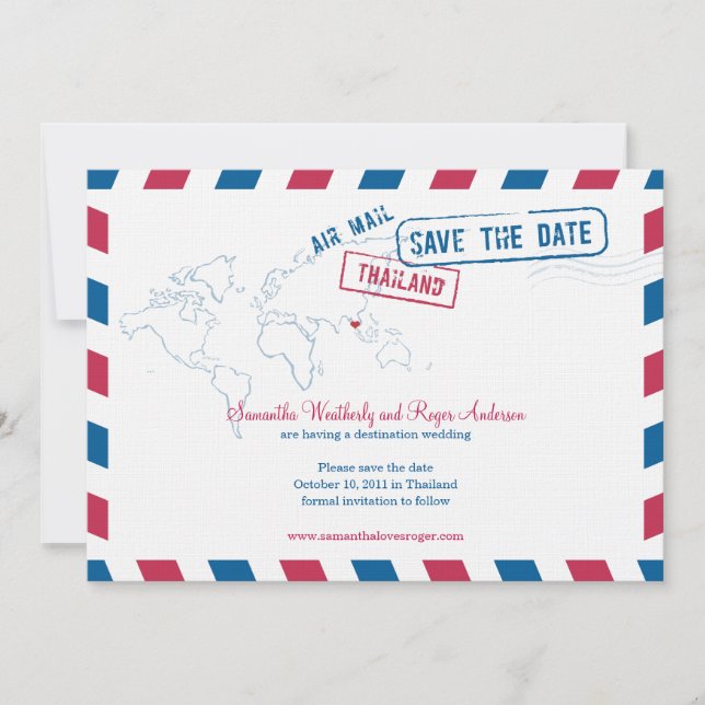 Thailand Air Mail Wedding Save the Date (Vorderseite)