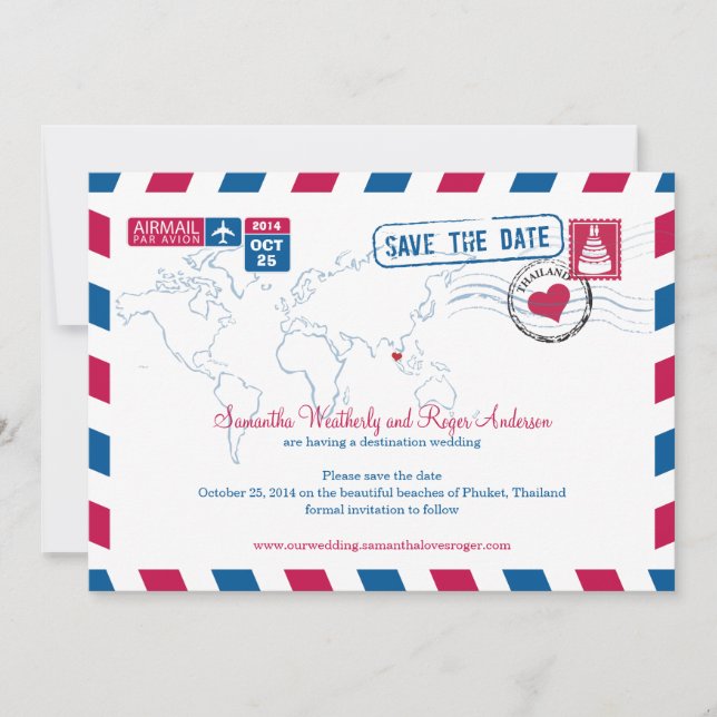 Thailand Airmail Wedding Save the Date (Vorderseite)