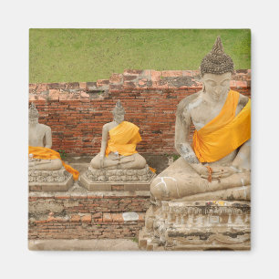 Thailand, Ayutthaya. Statuen des Sitzhaushalts Magnet