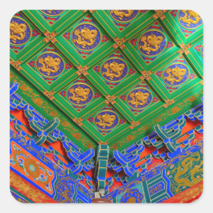 Thailand, Bangkok   Drachen-Tempel Quadratischer Aufkleber