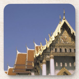 Thailand, Bangkok. Morgensonne spiegelt sich in de Getränkeuntersetzer
