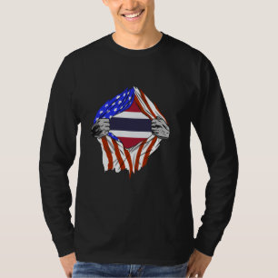 Thailand Brust USA Thai Wurzeln Thai Stolz Amerika T-Shirt