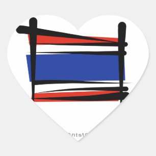 Thailand-Bürsten-Flagge Herz-Aufkleber