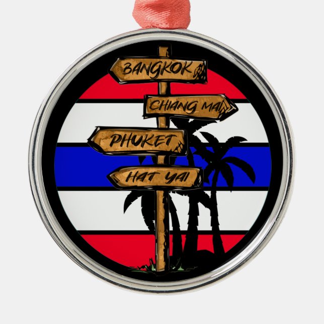 Thailand Destinationen - Bangkok Chiang Mai Phuket Ornament Aus Metall (Vorne)
