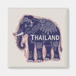 Thailand Elephant Block Print Magnet