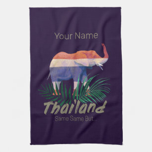 Thailand Elephant Flag Dschungel Verlasse Thai Sou Geschirrtuch