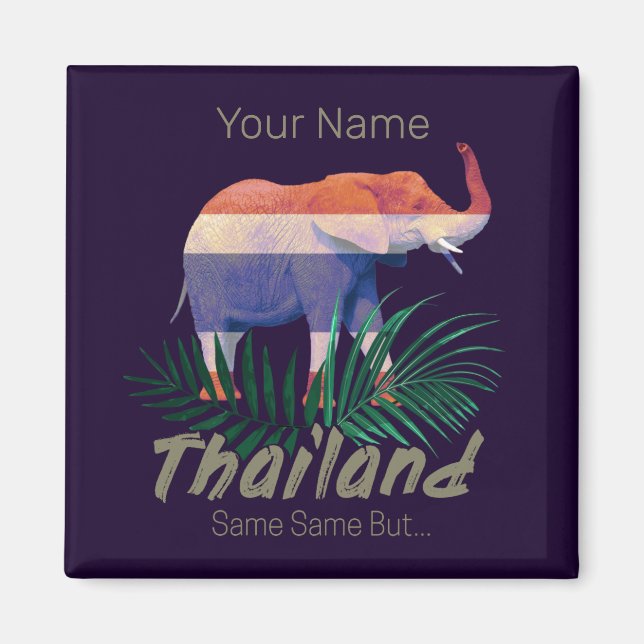 Thailand Elephant Flag Dschungel Verlasse Thai Sou Magnet (Vorne)