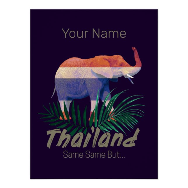 Thailand Elephant Flag Dschungel Verlasse Thai Sou Poster (Vorderseite)