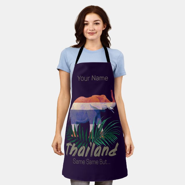 Thailand Elephant Flag Dschungel Verlasse Thai Sou Schürze (Getragen)