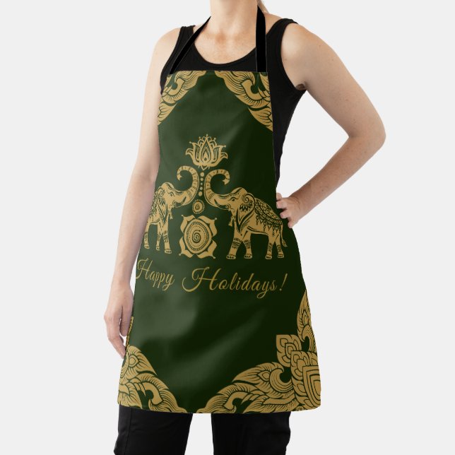 Thailand Elephant Happy Holidays Geschenk Gold & G Schürze (InSitu)