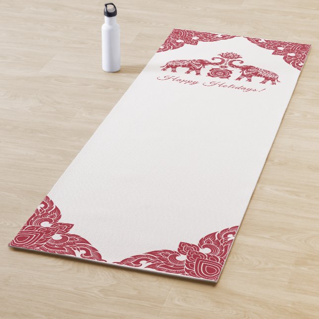 Thailand Elephant Happy Holidays Geschenk Red Whit Yogamatte (Beispiel)