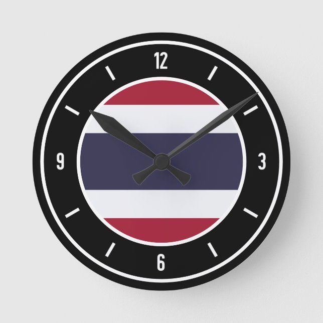 Thailand Flag Elegant Runde Wanduhr (Vorderseite)
