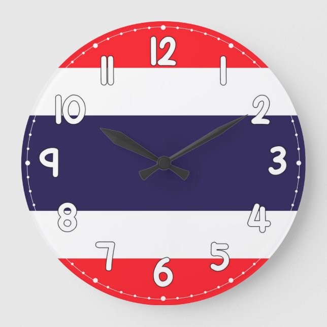 Thailand Flag Wall Clock – Wall Clocks for Kitchen Große Wanduhr (Vorderseite)