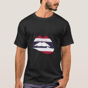 Thailand-Flagge Lippe Thai-Flagge Thailändische Wu T-Shirt